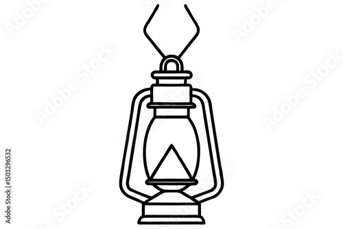 Minimal Line Art of Hanging Camping Lantern – Outdoor Adventure SVG Design

