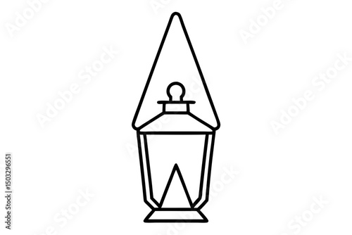 Minimal Line Art of Hanging Camping Lantern – Outdoor Adventure SVG Design


