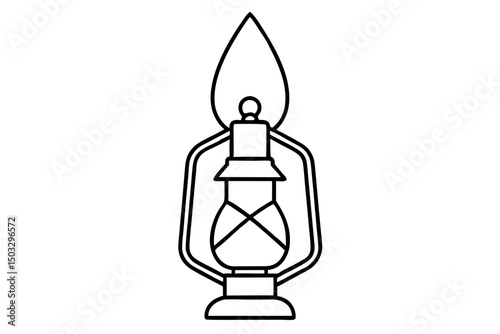 Minimal Line Art of Hanging Camping Lantern – Outdoor Adventure SVG Design

