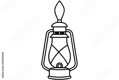 Minimal Line Art of Hanging Camping Lantern – Outdoor Adventure SVG Design

