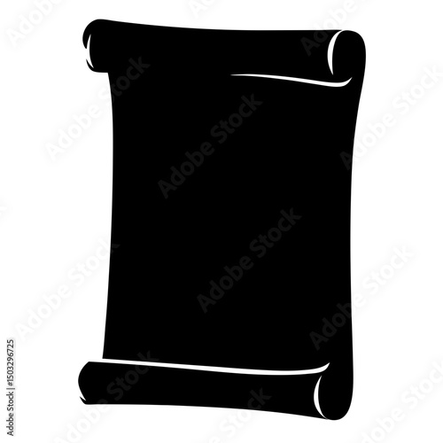 Elegant black scroll silhouette with curling edges and space for text