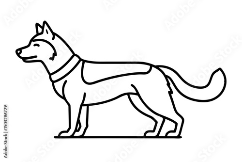 Minimalist Line Art of Husky Sled Dog – Simple Vector Drawing for Logos & Designs

