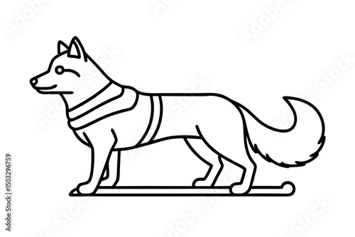 Minimalist Line Art of Husky Sled Dog – Simple Vector Drawing for Logos & Designs

