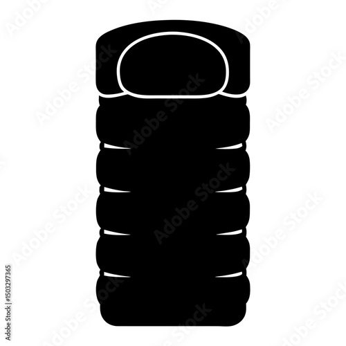 A Black Sleeping Bag Illustration Suitable for Camping and Outdoor Adventures