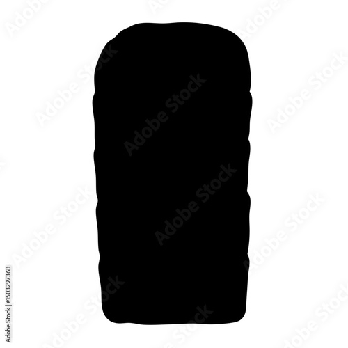 Monochrome sleeping bag image isolated against white background for camping gear