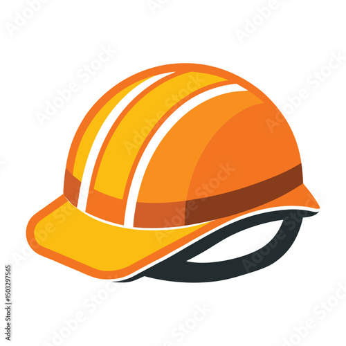 Colorful orange construction helmet vector illustration isolated on a white background