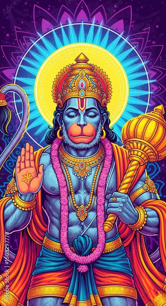Obraz premium hanuman wallpaper hd 1080p animation 9:16 for mobile phone screen wallpaper | hanuman ji photo hd 4k | hanuman ji wallpaper 4k | hanuman jayanti neon background poster