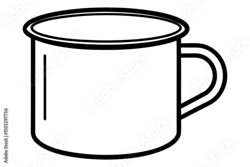 Minimal Line Art of an Enamel Camp Mug – Adventure Travel SVG Design

