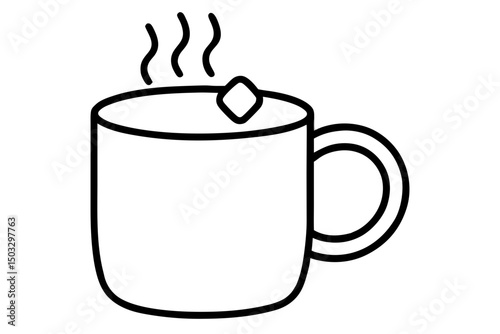 Minimalist Line Art of a Steaming Mug with Marshmallow – Cozy Hot Drink SVG

