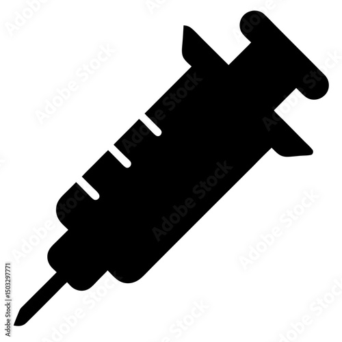 Black silhouette of a syringe, symbolic representation of medical injection or vaccine