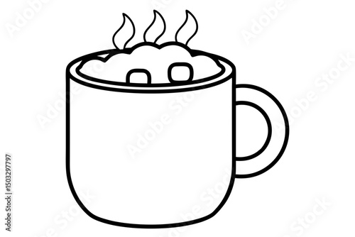 Minimalist Line Art of a Steaming Mug with Marshmallow – Cozy Hot Drink SVG

