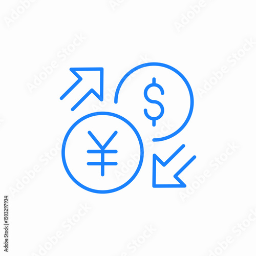 yen dollar exchange icon sign vector