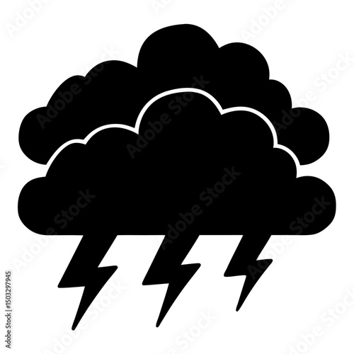 A menacing dark storm cloud unleashing bolts of lightning upon the earth