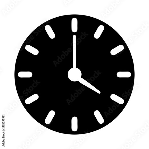 Simple Minimalist Clock Face Depicting Half Past Four or Sixteen Thirty