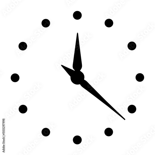 Clock Face Displaying the Time of Twelve Twenty Two, in black and white