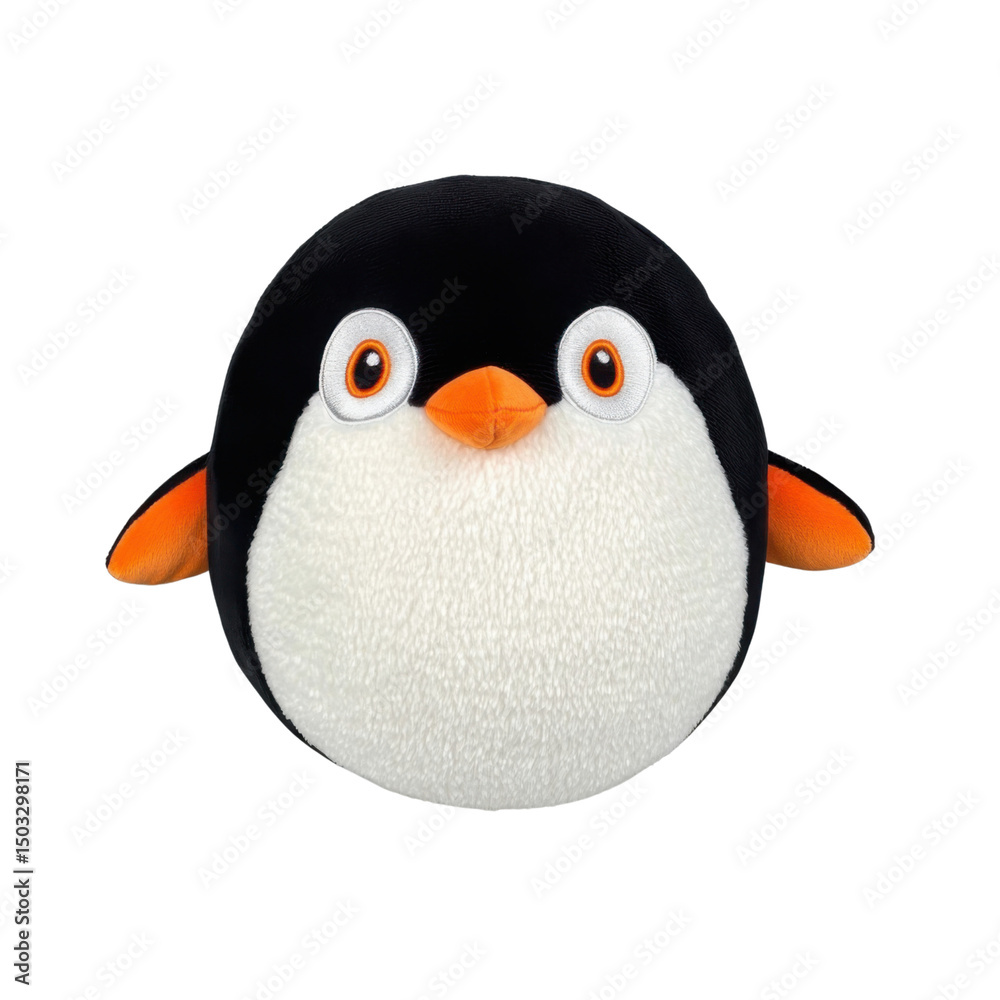 Fototapeta premium Cute penguin plushie toy isolated on transparent background