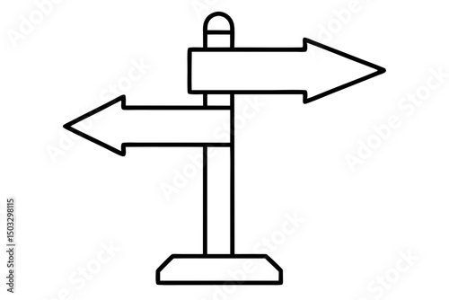 Simple Line Drawing of a Trailhead Post with Directional Signs

