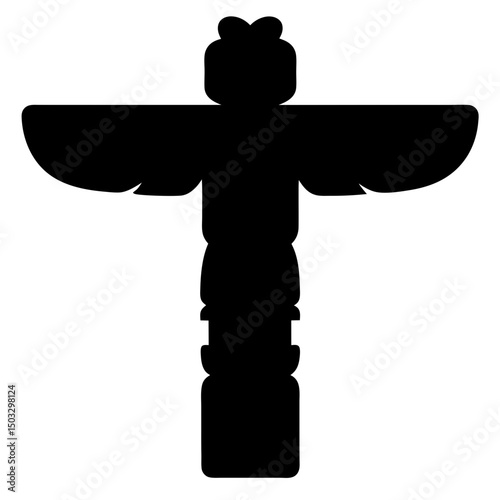 Black silhouette of a totem pole representing indigenous culture and heritage