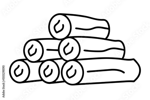 Simple Line Drawing of Stacked Firewood Logs – Minimal Woodpile Icon

