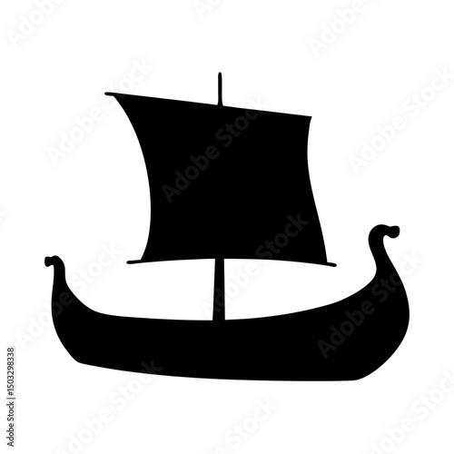 Silhouette of a Viking Longship Sailing the Seas in Ancient Times