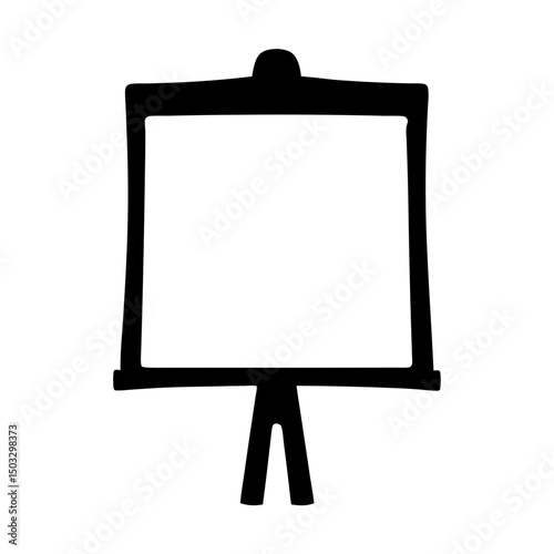 Simple Silhouette of an Easel with a Blank Canvas Frame for Display