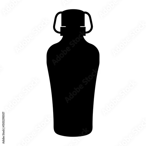 Silhouette of an old fashioned bottle with flip top closure design
