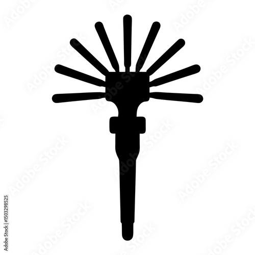 Stylized Antenna Router Connection Point Vector Illustration in Black Silhouette