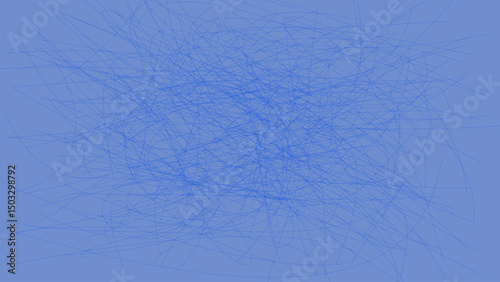 An Abstract Composition of Intertwined Blue Lines on a Periwinkle Background, Evoking a Sense of Energy and Chaos