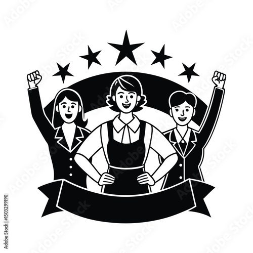 Cartoon Women Showing Career Pride in Vibrant and Empowering Style Illustration