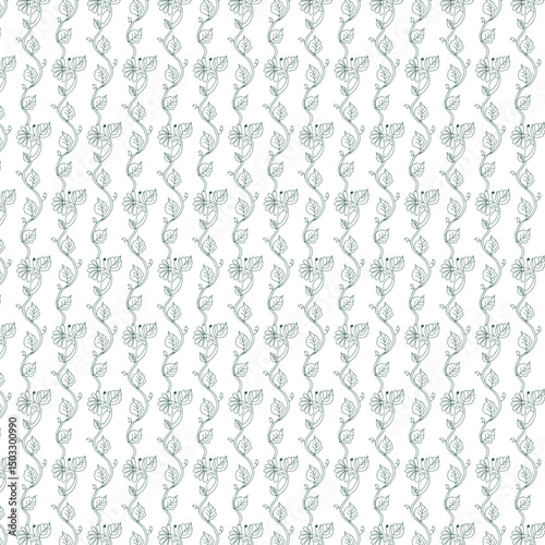 Abstract seamless floral geometric pattern with blue and white vintage textile tile decoration