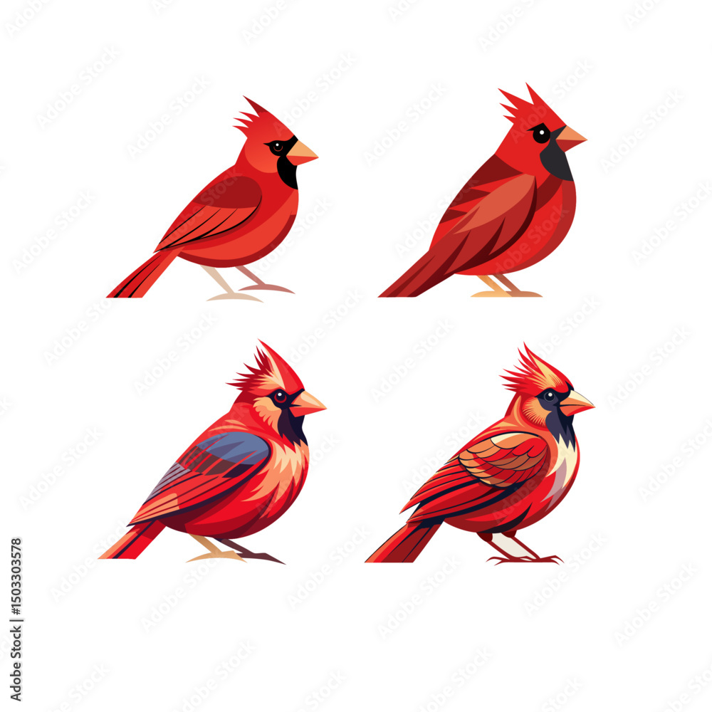 Obraz premium set of red birds