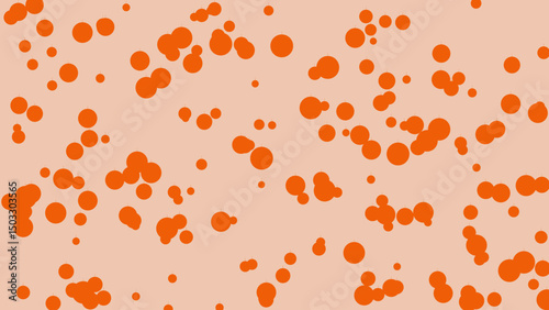 Abstract Composition Featuring a Scattered Array of Vibrant Orange Circles on a Light Peach Background, Evoking a Sense of Randomness and Playfulness.