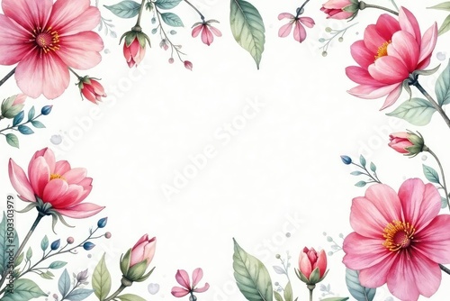 Delicate watercolor floral pattern on white background, art, home, decor