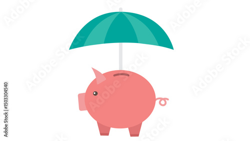 piggy bank with umbrella