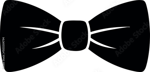 Elegant black bow tie Icon vector art illustration.