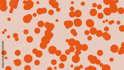 Abstract Composition Featuring a Scattered Array of Irregularly Shaped Orange Circles on a Pale Peach Background, Creating a Dynamic and Visually Engaging Pattern.