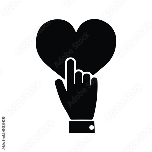 Heart Icon. Finger Click Heart Illustration. Click Like Sign. Click Love.