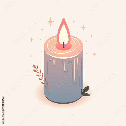 Cozy candle flat illustration