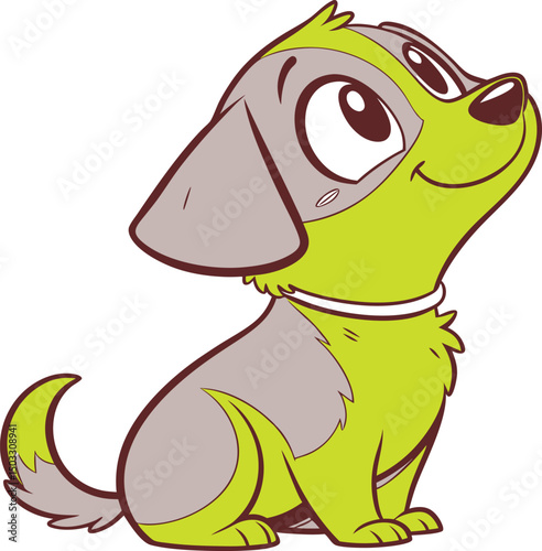 Cute cartoon animals having fun with a dog holding a bone