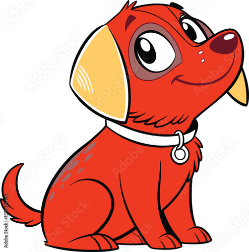 Cute cartoon animals having fun with a dog holding a bone
