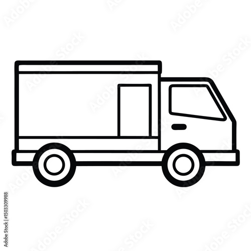Isolated white background vector illustration of a commercial freight delivery truck with a trailer, cargo van, or lorry for transportation business