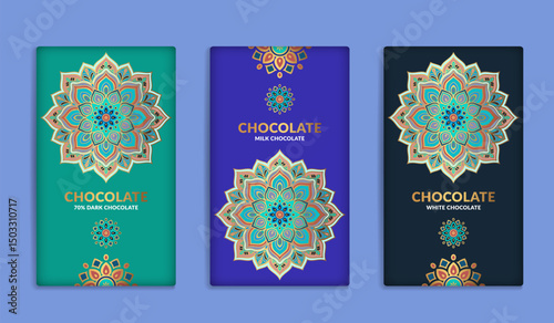 Luxury packaging design of chocolate bars. Vintage vector ornament template. Elegant, classic elements. Great for food, drink and other package types. Can be used for background and wallpaper.