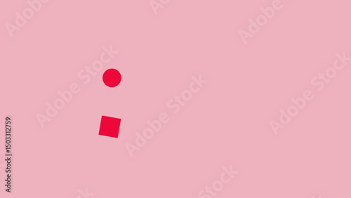 A Simple Composition Featuring a Crimson Circle and Square on a Pale Pink Background, Illustrating Basic Geometric Shapes.