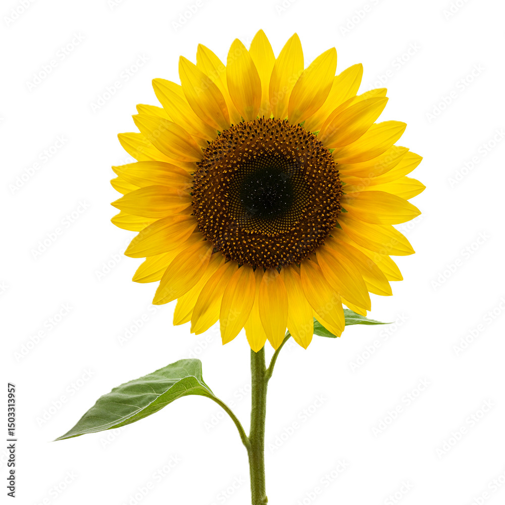 Obraz premium Bright Sunflower on White Background Isolated for Design and Packaging