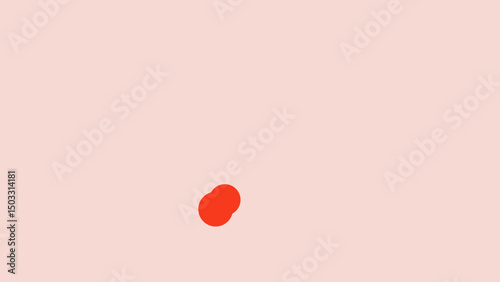A Single, Vibrant Red Blob on a Pale Pink Background, Minimalist Abstract Design Element.