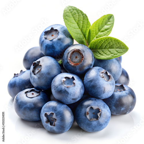blueberries on white background