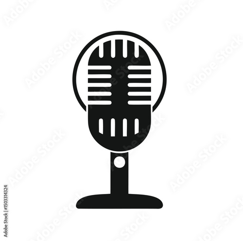 Microphone vector icon silhouette on a white background