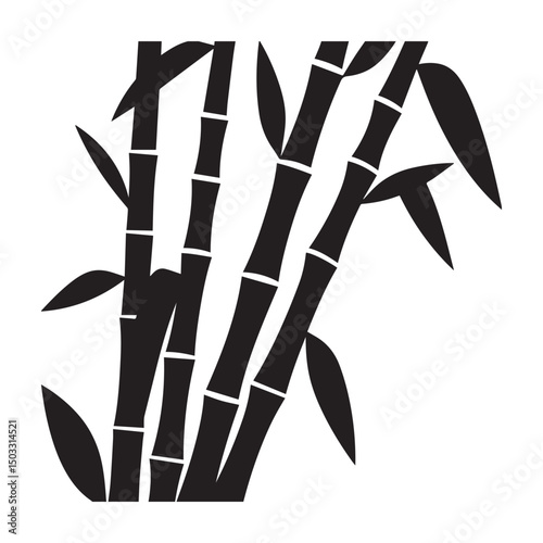 Sugarcane silhouette vector illustration with detailed stalks and leaves  Silhouette white Background.