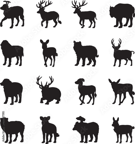 Silhouettes of various mammals collection