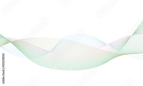 Abstract backdrop with colorful wave gradient lines on white background. Vector illustration.Wave with lines created using blend tool.